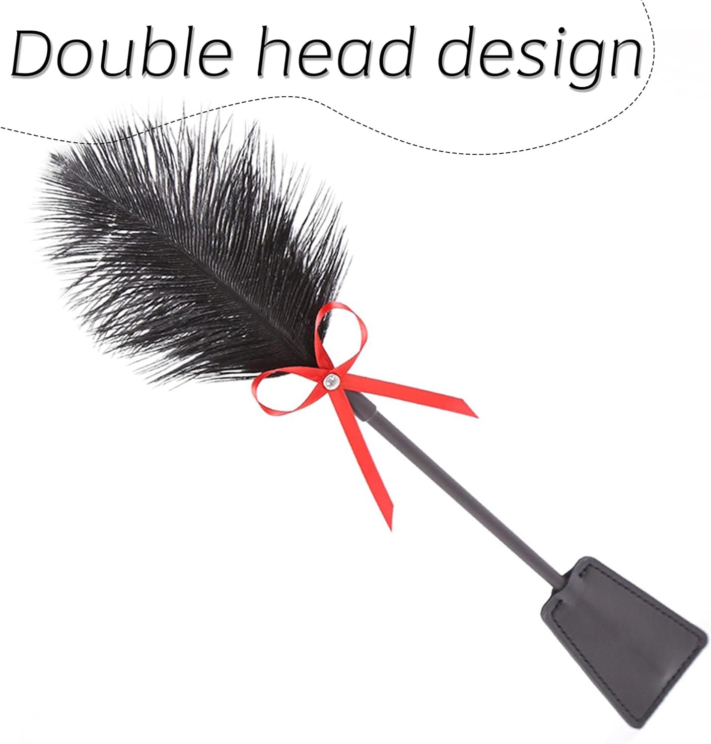 Double Ended Sex Feather Tickler Leather Sex Cuffs Adjustable Handcuffs BDSM Tools Fetish Bondage Collections Spanking Paddle Adult Sexual Sexy Games for Couples Women Men Role Play - Image 3