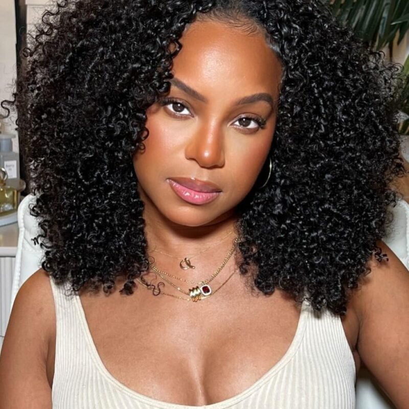 UNICE EasiContour Kinky Curly V Part Wigs Human Hair Minimal Leave Out Brazilian Glueless U Part Human Hair Wig Beginner Friendly No Sew in No Glue 150% Density 22 inches