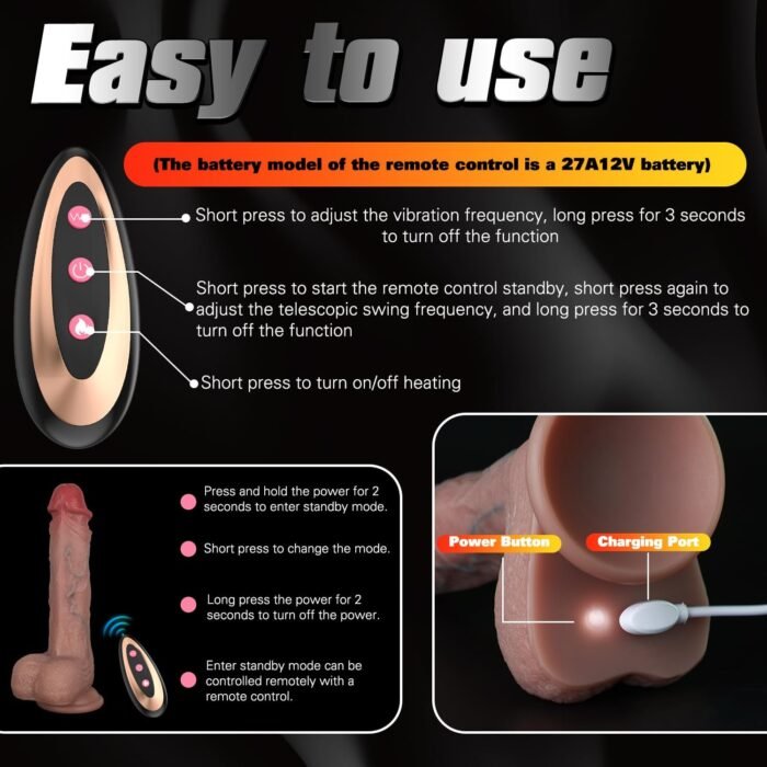 8.7" Thrusting Dildo Vibrator- 3 Thrusting & 9 Vibrating Modes with Heating Function Realistic Silicone Adult Toy for Anal and G Spot Stimulation Suction Cup for Women and Men Couples - Image 5