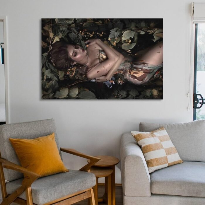 Fine Art Aesthetics Sexy Nude Woman in Leaves Erotic Art Mature Wall Art Canvas Wall Art Prints for Wall Decor Room Decor Bedroom Decor Gifts 12x18inch(30x45cm) Unframe-style - Image 6