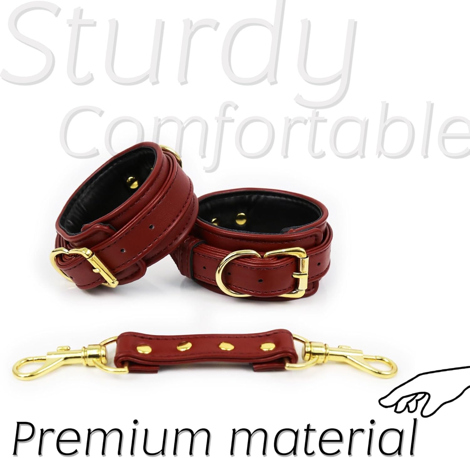 Double Ended Sex Feather Tickler Leather Sex Cuffs Adjustable Handcuffs BDSM Tools Fetish Bondage Collections Spanking Paddle Adult Sexual Sexy Games for Couples Women Men Role Play - Image 2