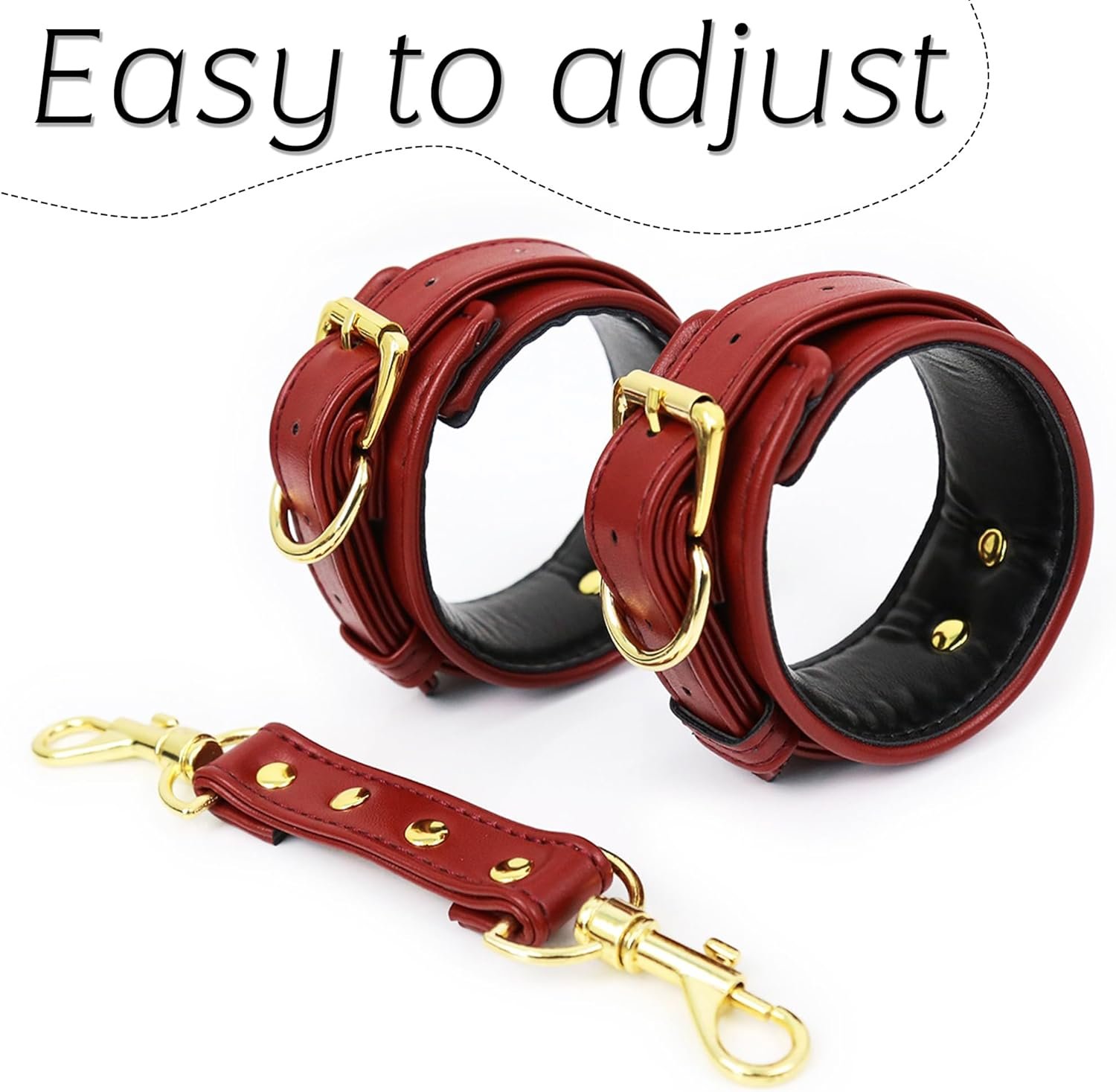 Double Ended Sex Feather Tickler Leather Sex Cuffs Adjustable Handcuffs BDSM Tools Fetish Bondage Collections Spanking Paddle Adult Sexual Sexy Games for Couples Women Men Role Play - Image 5