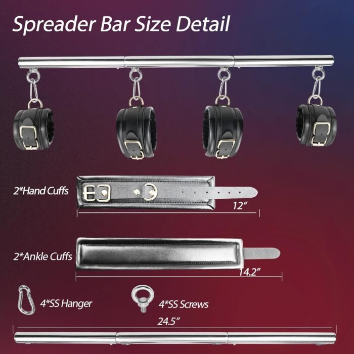 BDSM Bondage Restraints with Handcuffs Ankle Cuffs for Couples Spreader Bar Sex Toys Bondage Gear & Accessories Adjustable Bondage Kit Adult Sex Toys & Games - Image 6