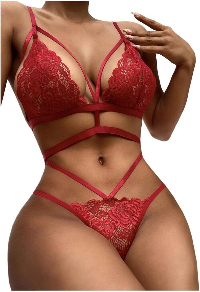 callcarl Lingerie for Women, Womens Sexy Lingerie Set Plus Size Bra Sets Lace See-Through Bodysuit Leotard Briefs Babydoll