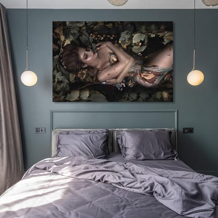 Fine Art Aesthetics Sexy Nude Woman in Leaves Erotic Art Mature Wall Art Canvas Wall Art Prints for Wall Decor Room Decor Bedroom Decor Gifts 12x18inch(30x45cm) Unframe-style - Image 8
