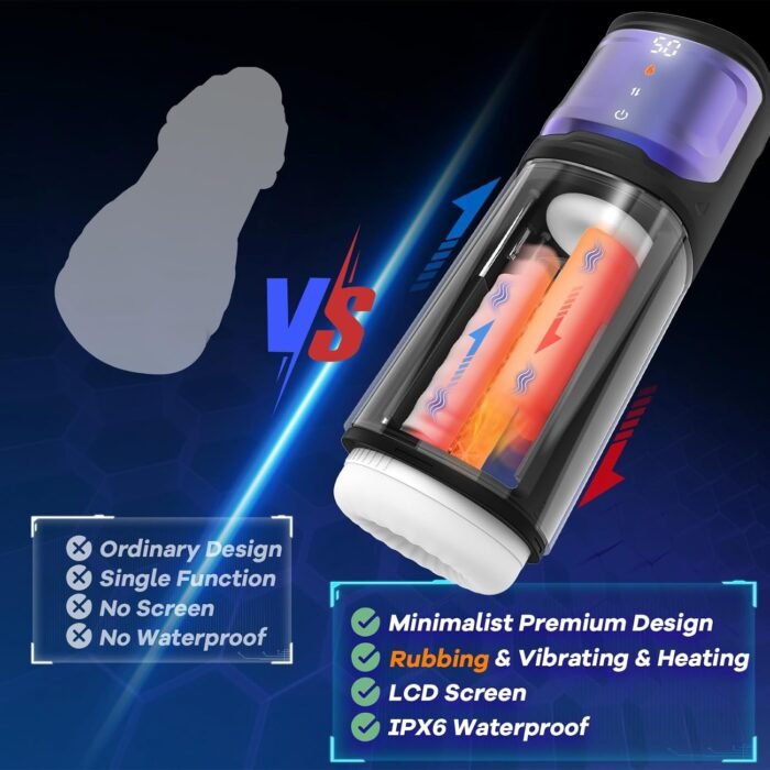 Male Masturbator Sex Toys for Men - Male Sex Toys Rubbing Heating Masturbator for Penis Stimulation,Adult Toys Mens Sex Toy (Black) - Image 5