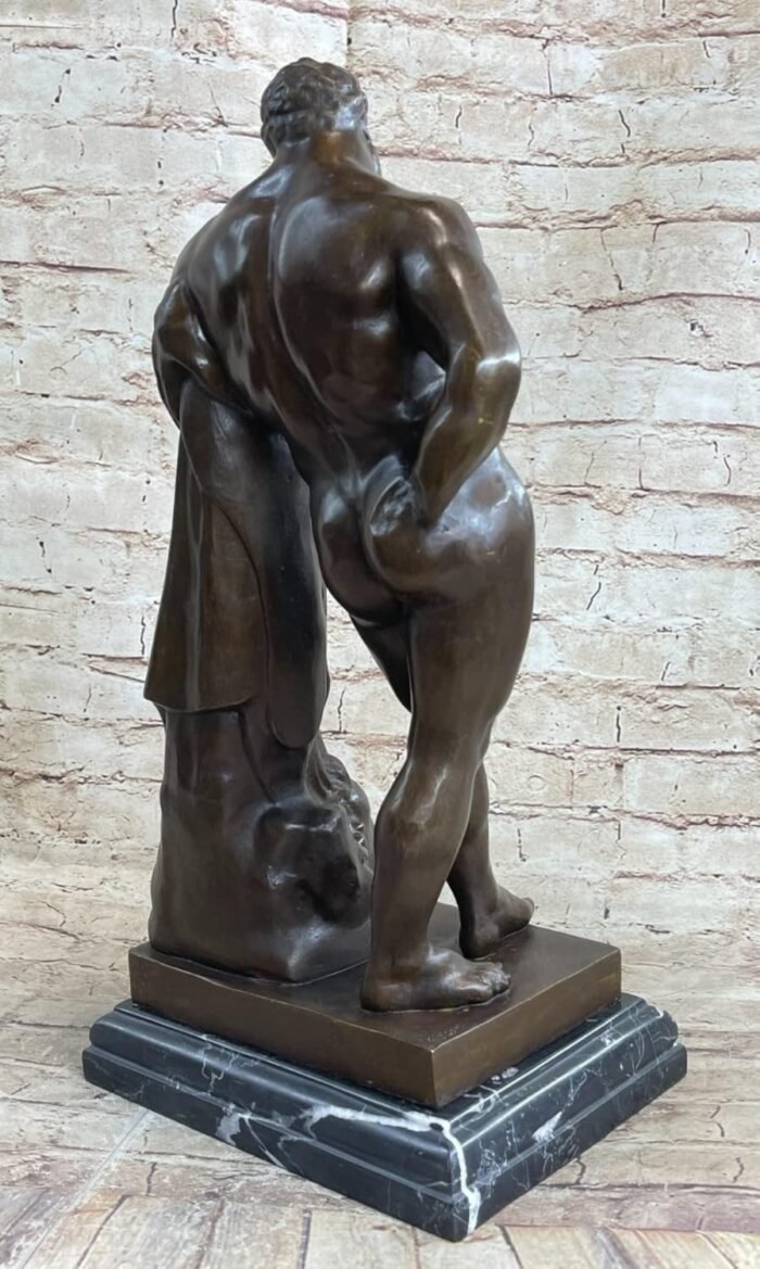 Signed Glycon Hercules Bronze Sculpture Statue Art Deco Erotic Nude Figure Gift by Think Bronze Handmade Art Gift - Image 4