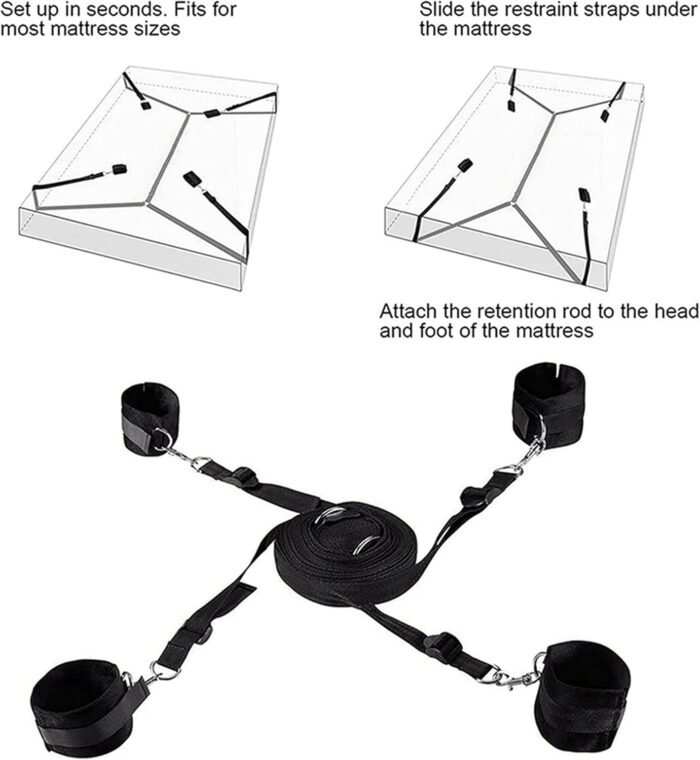 Bed Straps Restraints Sex King Bindage Kit Adjustable Wrist and Ankle Restraints Bondaged Rope Cord & Rope Sex Ties for Ankles and Wrists Sex Resistance Bands with Ankle Strap BDSM Sweater - Image 7
