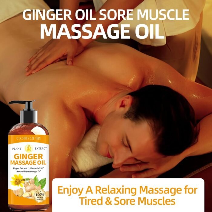 Ginger Oil Massage Oil for Massage Therapy,Ginger Oil Lymphatic Drainage Massage,Sore Muscle Massage Oil,Natural Ginger Body Oil for Gua Sha Massage with Arnica Oil-Warming,Relaxing,Soothing Muscles - Image 5