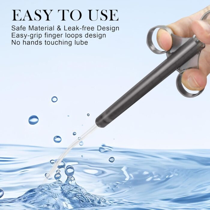 [2Pack+Storage Bag] Lube Applicator Syringe with 10ml Precise Scales, 6.5" Anal Lube Shooter with Air-Proof Silicone Cap Reusable Lubricant Tube Applicator for Women, Men & Couples, Black - Image 5
