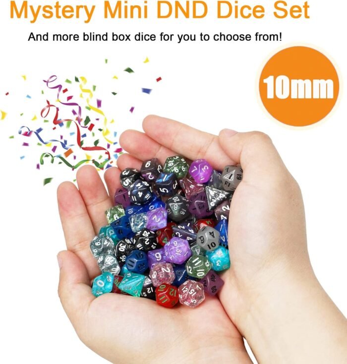 10 Sets Random Assortment Polyhedral RPG Mini Dice (70pcs),Surprise Mystery Mini Dice Set,10mm Mini DND Magic The Gathering Dice Set for MTG,RPG,D&D Dungeons and Dragons Role Playing Game - Image 7