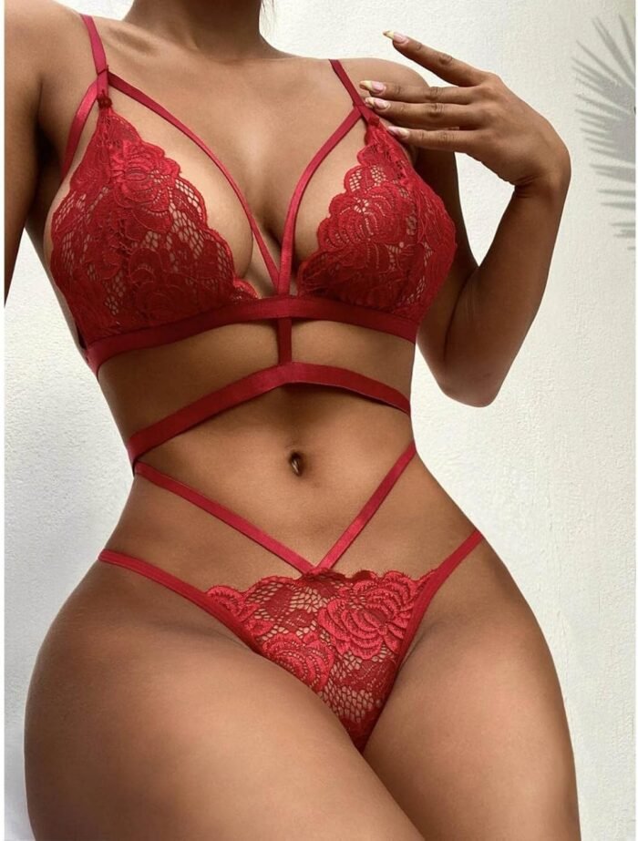 callcarl Lingerie for Women, Womens Sexy Lingerie Set Plus Size Bra Sets Lace See-Through Bodysuit Leotard Briefs Babydoll - Image 3