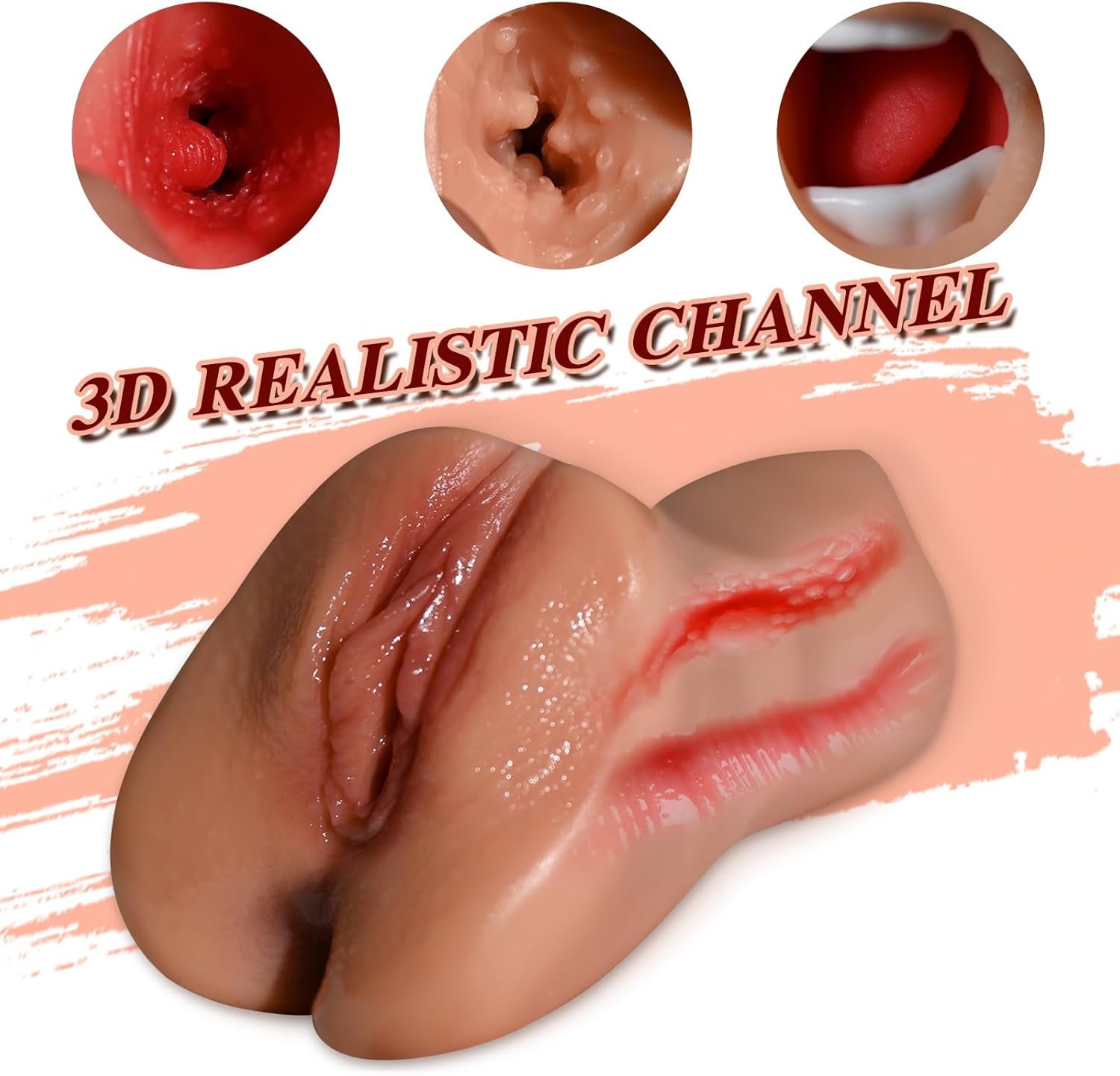 Sex Doll with Realistic Textured Mouth Vagina and Tight Anus, 3 in 1 Pocket Pussy Male Masturbators with Lifelike Face, Masturbator Deep Throat Oral Adult Sex Toys for Men Masturbation - Image 3