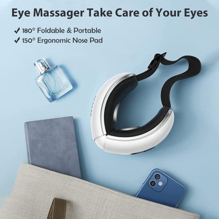 Eye Massager with Heat and Cooling for Migraines, Dry Eyes, Dark Circles, Rechargeable Bluetooth Music Heat Cold Eye Massager Improve Sleeping - Great Gifts for Fathers Day (White) - Image 6