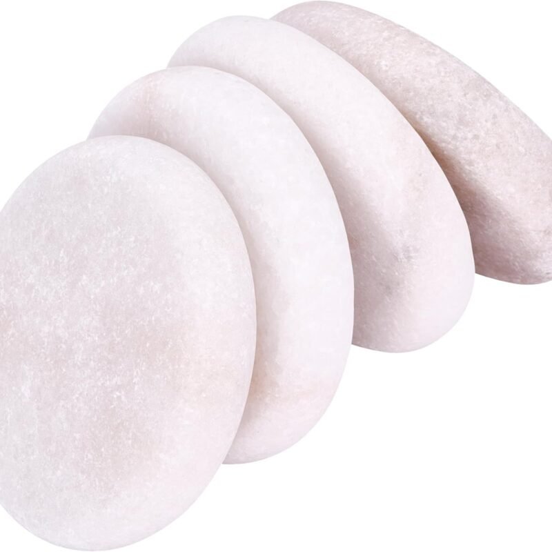 PURAVA Marble Stone Therapy Set - 4-Piece Cold Massage Stones for Neck Cooling, Facials, and Home Spa - White Round Oval Hot Rocks Kit for Relaxation and Pain Relief