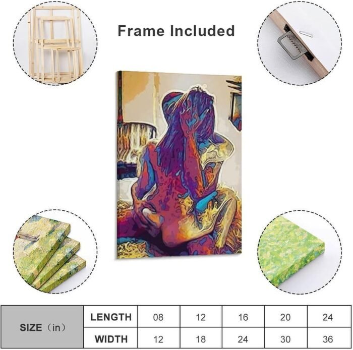 Sexy Couple Abstract Erotic Art Poster Adult Applicable Gift Art Poster Canvas Painting Decor Wall Print Photo Home Modern Decorative Posters Framed/Unframed 12x18inch(30x45cm) - Image 2