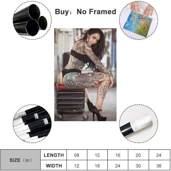 Classic Tattooed Nude Art Cool Wall Decorate Erotic Posters Print Canvas Poster Wall Art Party Birthday Gifts Indoor Decorations Suitable For Family Dormitory Office Bathroom -08x12inch(20x30cm)-Unframe-style9 - Image 2