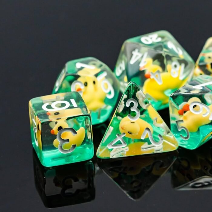 Cusdie 7-Die DND Dice, Polyhedral Dice Set Filled with Animal, Animal Dice Set for Role Playing Game Dungeons and Dragons D&D Dice Pathfinder (Yellow Duck) - Image 5
