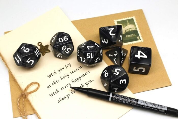 Dungeons and Dragons D&D Giant Black 25mm Polyhedral Dice Set - RPG Dice Bag, Pathfinder, MTG - Image 6
