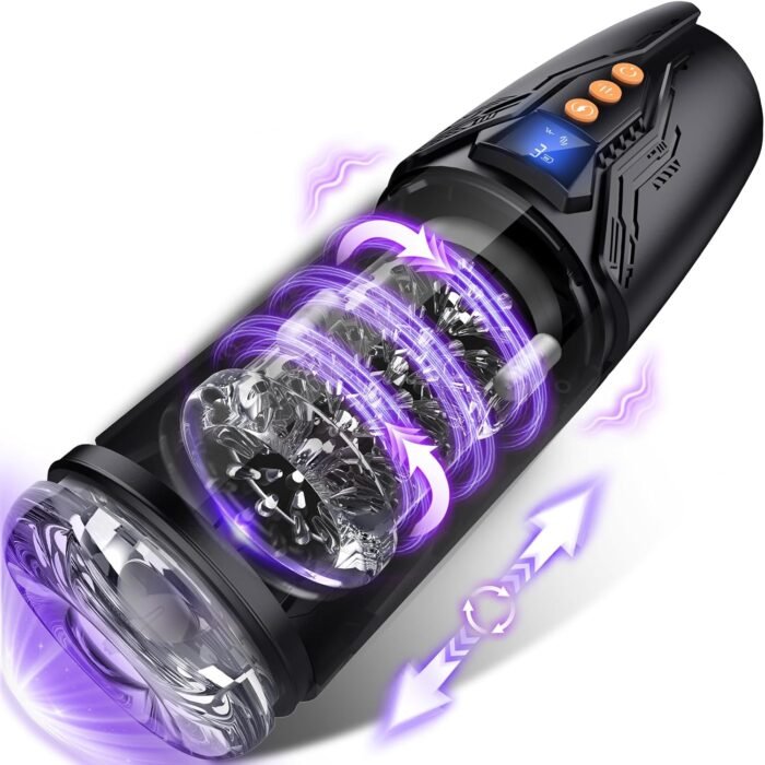 Male Masturbator Sex Toys for Men, Uoffile Adult Sex Toy with 7 Rotating & Thrusting & 10 Vibrating Modes, Dual Motors Pocket Pussy Mens Sex Toys with LCD Display, Male Stroker Adult Sex Toy & Games