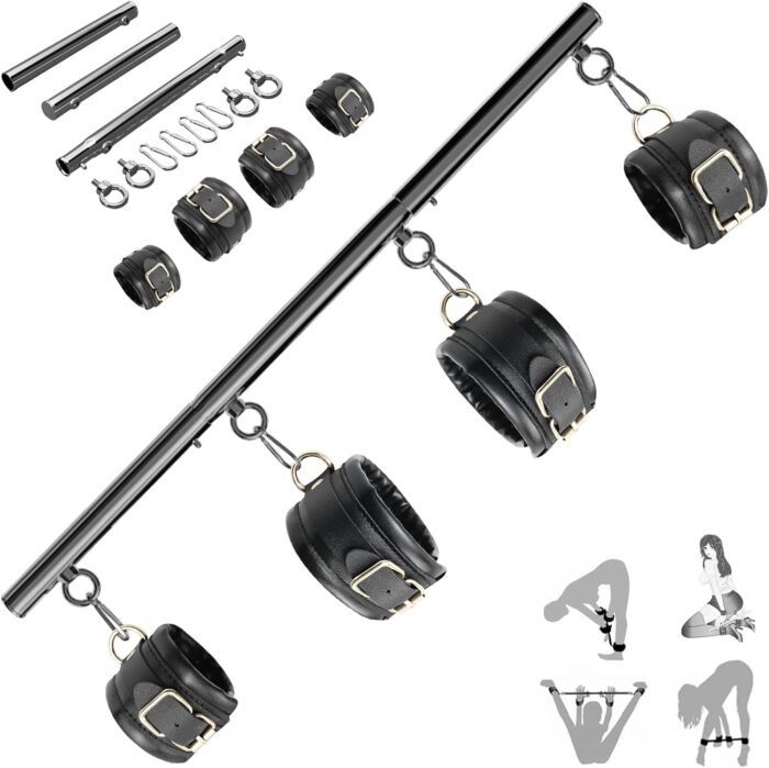 BDSM Bondage Restraints with Handcuffs Ankle Cuffs for Couples Spreader Bar Sex Toys Bondage Gear & Accessories Adjustable Bondage Kit Adult Sex Toys & Games