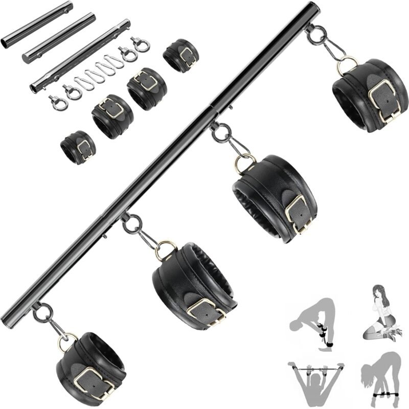 BDSM Bondage Restraints with Handcuffs Ankle Cuffs for Couples Spreader Bar Sex Toys Bondage Gear & Accessories Adjustable Bondage Kit Adult Sex Toys & Games