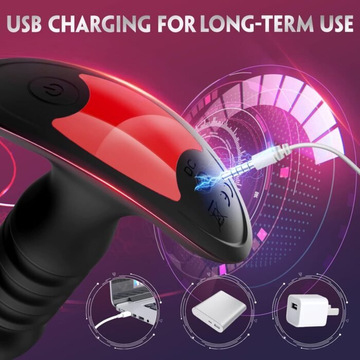 Anal Plug Vibrator with App Control Sex Toy for Men Women - Prostate Massager with 7 Thrusting & Vibrating Modes Adult Anal Vibrator Butt Stimulator Plug for Male Female (Black) - Image 4