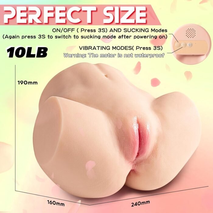 10LB Sex Doll Butt with Sucking Vibrating Motor, Automatic Flesh Realistic Male Masturbator with Plump Vagina, Sex Dolls for Men Silicone Pocket Pussy with Vaginal Channel Adult Sex Toys - Image 6