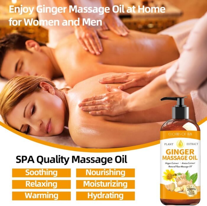 Ginger Oil Massage Oil for Massage Therapy,Ginger Oil Lymphatic Drainage Massage,Sore Muscle Massage Oil,Natural Ginger Body Oil for Gua Sha Massage with Arnica Oil-Warming,Relaxing,Soothing Muscles - Image 4