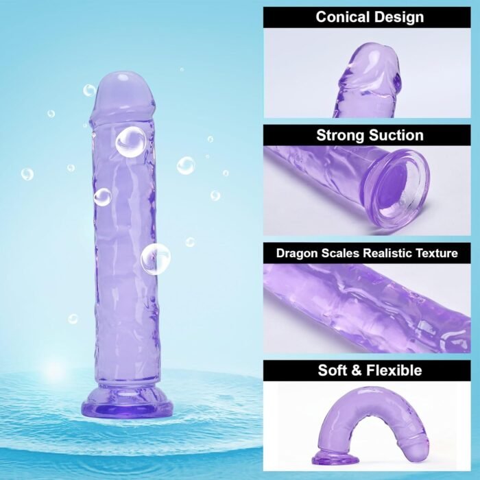7" Realistic Jelly Dildo for Beginners,Soft Lifelike Sex Toy Thin Penis with Strong Suction Cup for Womens/Men/Gay, Adult Sex Toys for Vaginal/Anal Stimulation (7 inch Purple) - Image 6