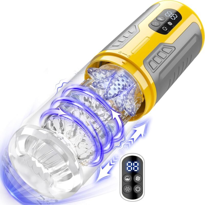 Male Sex Toys for Men - Sobtik Upgraded Male Masturbator Stroker with 7 Rotating & Thrusting & Vibrating & Licking, Anti-Slip Adult Toys with LCD Display One-Click Burst Penis Pump Sex Toy for Men