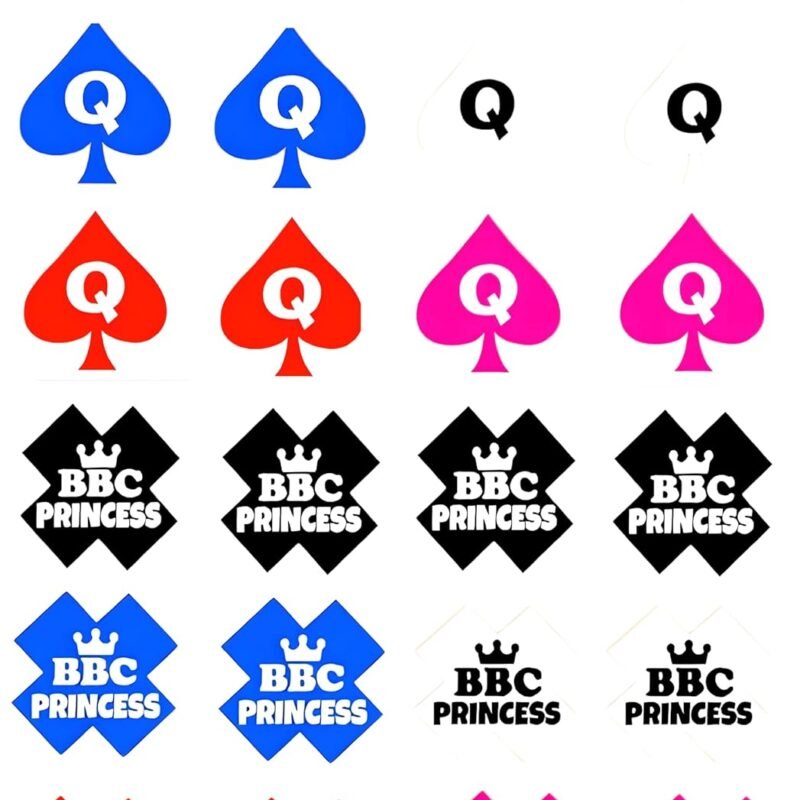 12 pairs BBC QOS Nipple Covers Pasties Petals Queen of Spades Princess BDSM Cuckold Slut Cuck Sexy Hotwife Hardcore Words Phrases Dirty Sex Reusable Self Adhesive Stickers Breast Bra
