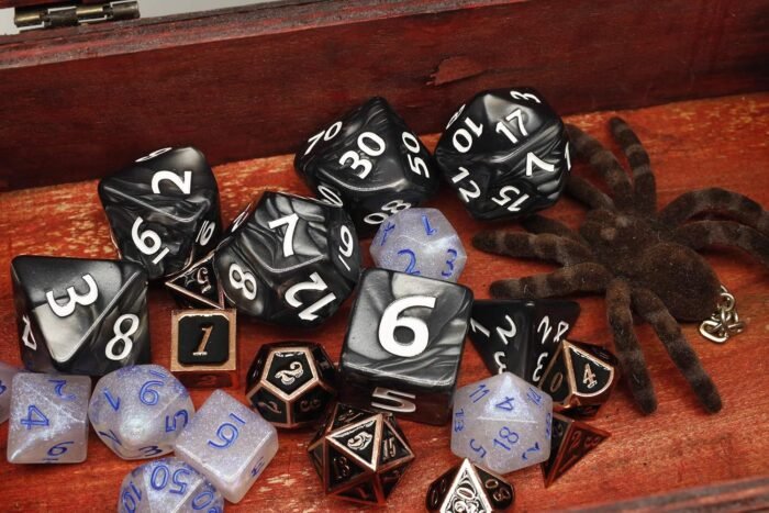 Dungeons and Dragons D&D Giant Black 25mm Polyhedral Dice Set - RPG Dice Bag, Pathfinder, MTG - Image 4
