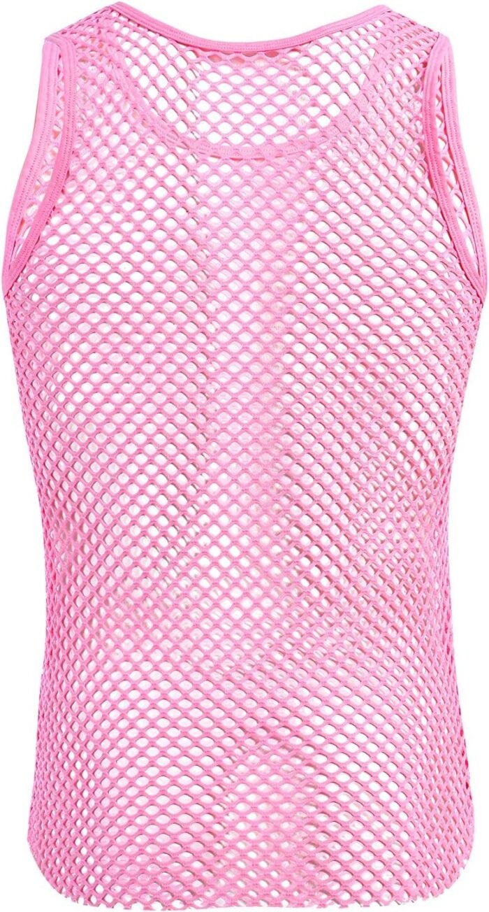 ABAFIP Men's Fishnet Mesh Tank Top Sleeveless Sheer Shirt Gym Workout Fitted Muscle Top Undershirt - Image 7