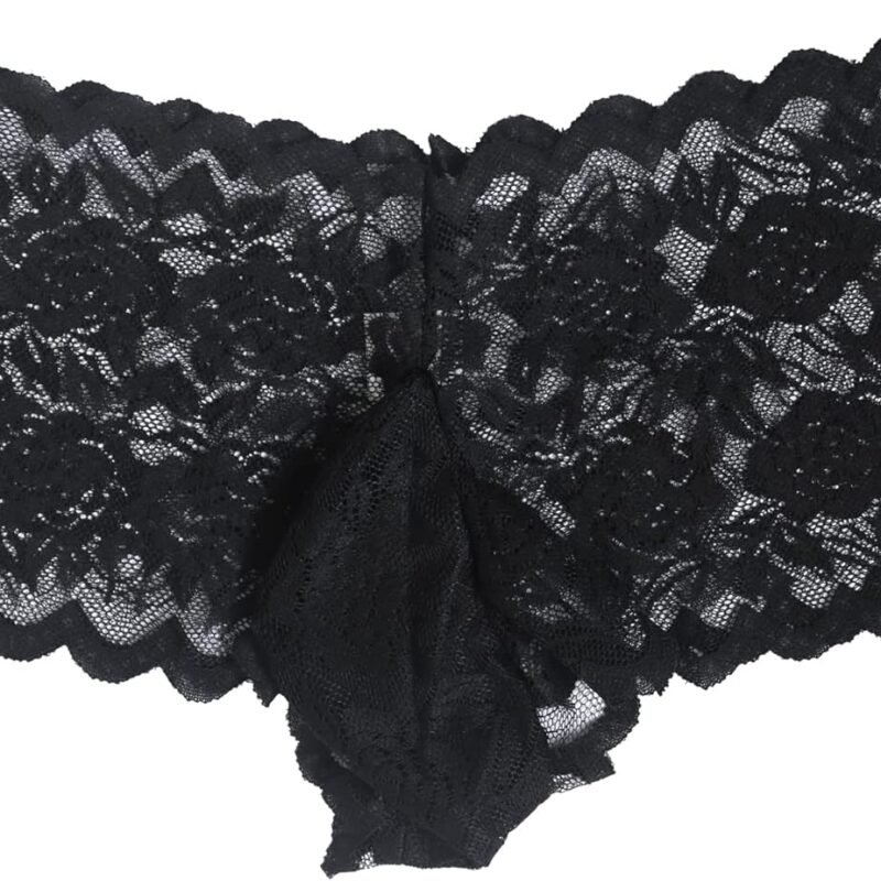 QiaTi Mens lace Panties Sexy Sissy Underwear Transparent Briefs Breathable Printed Pouch