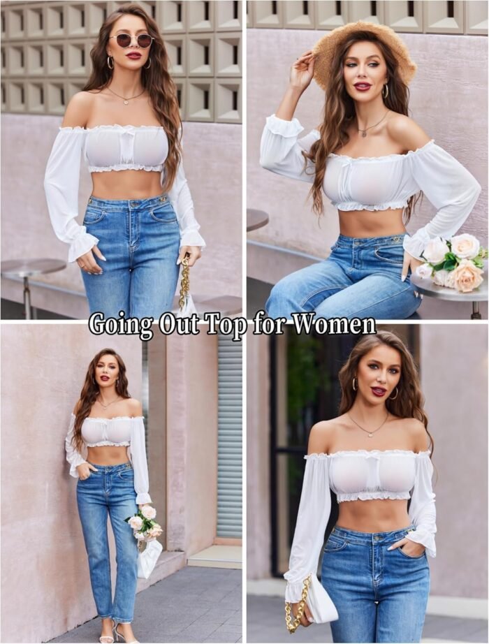 Avidlove Lingerie Sets for Women Sexy Long Sleeve Off Shoulder Ruffle Bra and Panty Set - Image 6