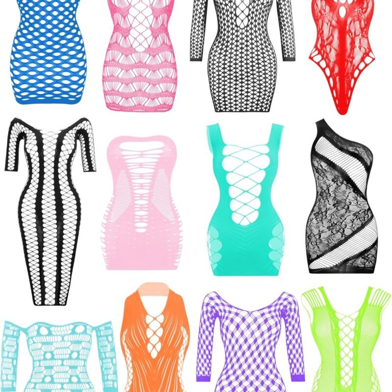 JDiction Women’s Lingerie BabyDoll Fishnet Bodysuit Sexy Nightwear(12 Pack)