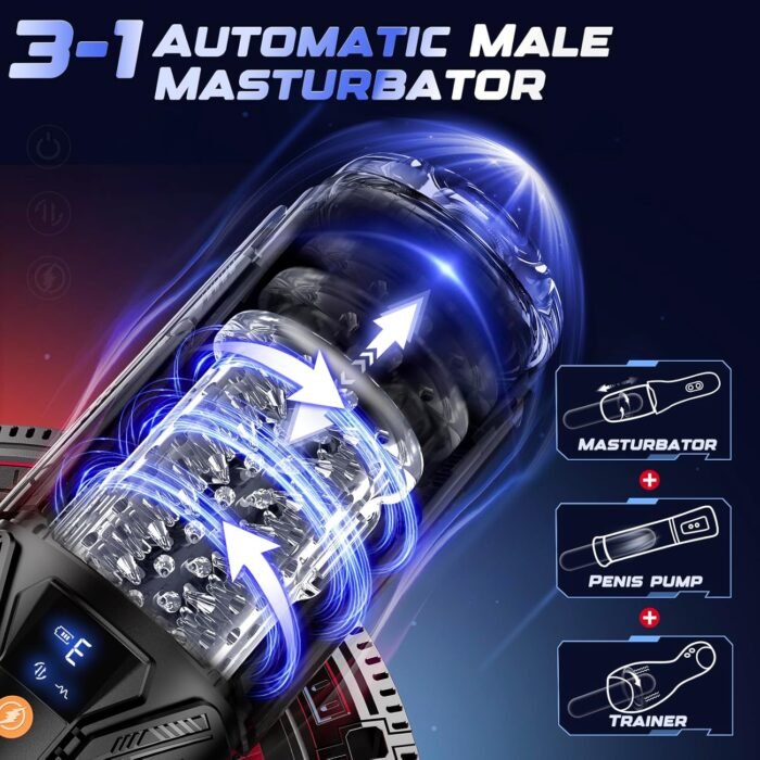 Male Masturbator Sex Toys for Men, Uoffile Adult Sex Toy with 7 Rotating & Thrusting & 10 Vibrating Modes, Dual Motors Pocket Pussy Mens Sex Toys with LCD Display, Male Stroker Adult Sex Toy & Games - Image 2