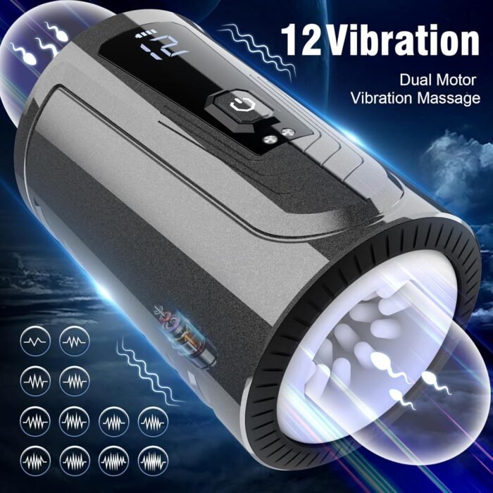 Automatic Male Masturbator Sex Toys for Men, Open-Ended Male Sex Toys Pocket Pussy Male Vibrator with 12 Vibrating Modes for Penis Stimulation, Mens Sex Toy Adult Toys Blowjob Sex Machine Male Stroker - Image 4