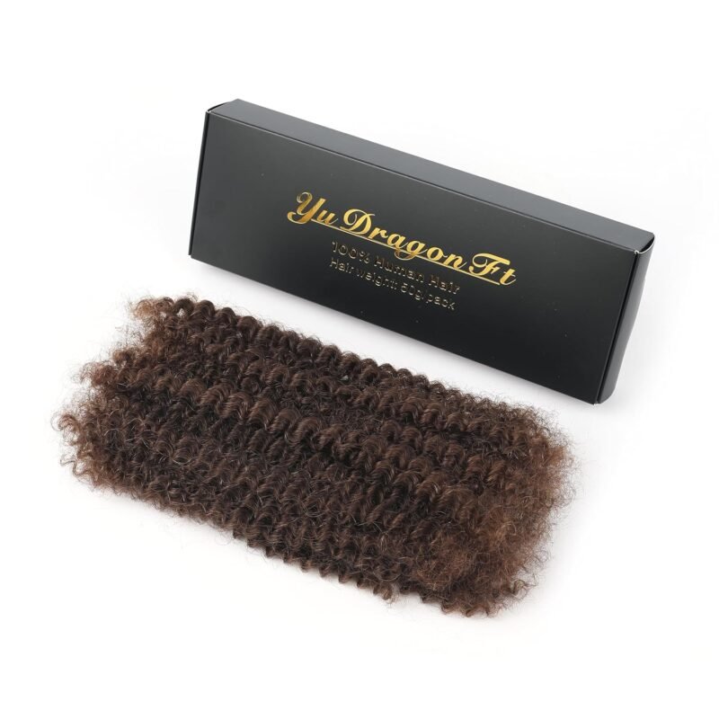 Afro Kinky Curly Human Hair Bulk for Permanent Micro Locs/Twists/Braids/Repair Locs Afro Kinkys Curly Bulk Human Hair Can be Dyed and Bleached 50 Gram Each Package(4#, 16inch)