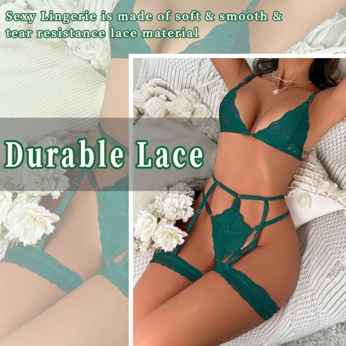 Women's Sexy Lingerie Set with Garter Belt Matching Bra and G-String Lingeries Sets 3 Piece - Image 8