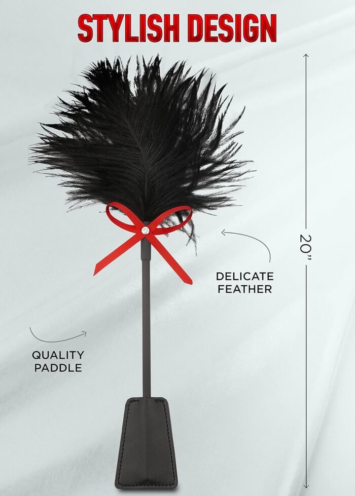 Feather Mask French Tickler Whip Feather Satin Blindfold Eye Silk Mask Faux Leather Feather Tickler - Image 4