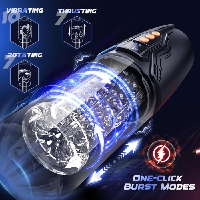 Male Masturbator Sex Toys for Men, Uoffile Adult Sex Toy with 7 Rotating & Thrusting & 10 Vibrating Modes, Dual Motors Pocket Pussy Mens Sex Toys with LCD Display, Male Stroker Adult Sex Toy & Games - Image 3