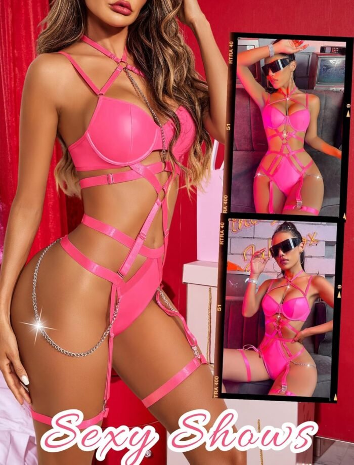Avidlove Lingerie Sets for Women Sexy Bodysuit Lace Lingerie One Piece Babydoll Strappy Lingerie with Push Up Bra Support - Image 2