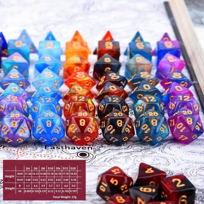 DND RPG Dice Sets 20 x 7 Polyhedral Glitter Dice (140 Pieces) for Dungeons and Dragons Tabletop Role-Playing Games, with a Large Bag - Image 3