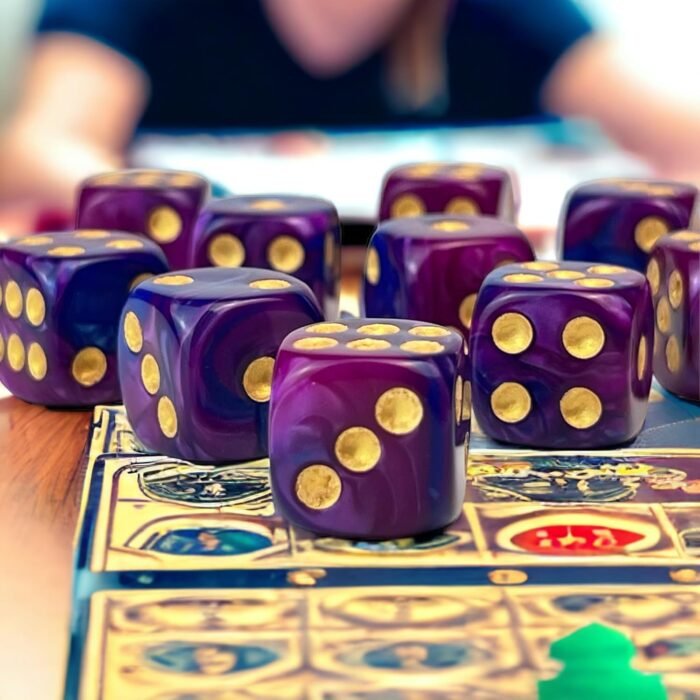 Luck Lab 10 Piece D6 Dice Pack - Acrylic Dice for RPG MTG DND Dice Table Games and Board Games (Blue and Purple Swirl with Gold Pips) - Image 4