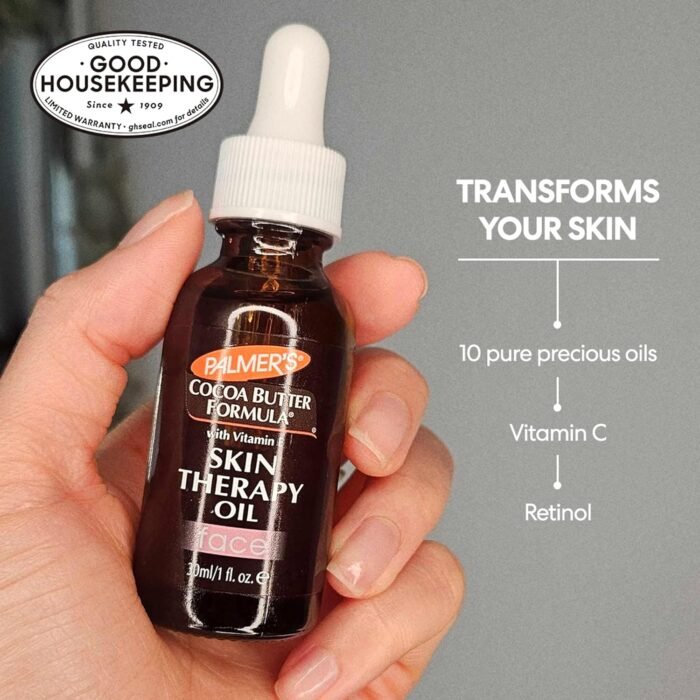 Palmer's Cocoa Butter Formula Moisturizing Skin Therapy Oil for Face with Vitamin E, C & 10 Pure Facial Oil Blend, Rosehip Fragrance, 1 Ounce - Image 6