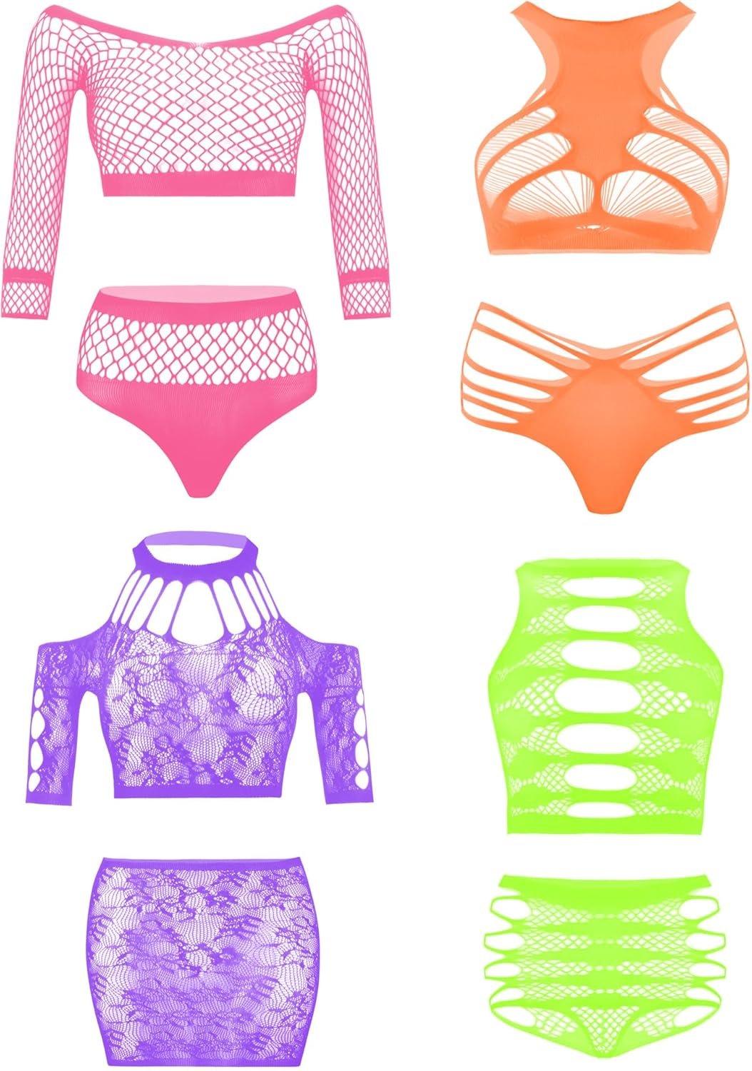 Women's Fishnet Lingerie Lace Stockings Bodysuits Mesh Babydoll for Women