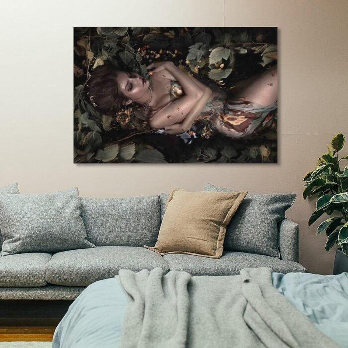 Fine Art Aesthetics Sexy Nude Woman in Leaves Erotic Art Mature Wall Art Canvas Wall Art Prints for Wall Decor Room Decor Bedroom Decor Gifts 12x18inch(30x45cm) Unframe-style - Image 7