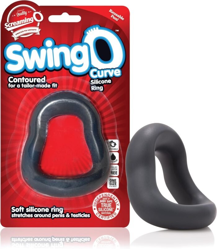 SwingO Curve Cock Ring - Penis Ring - Couple sex toys - Dick Ring for mutual pleasure - Cockring - Grey